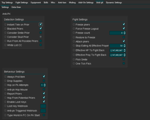 Anti-PK configuration interface